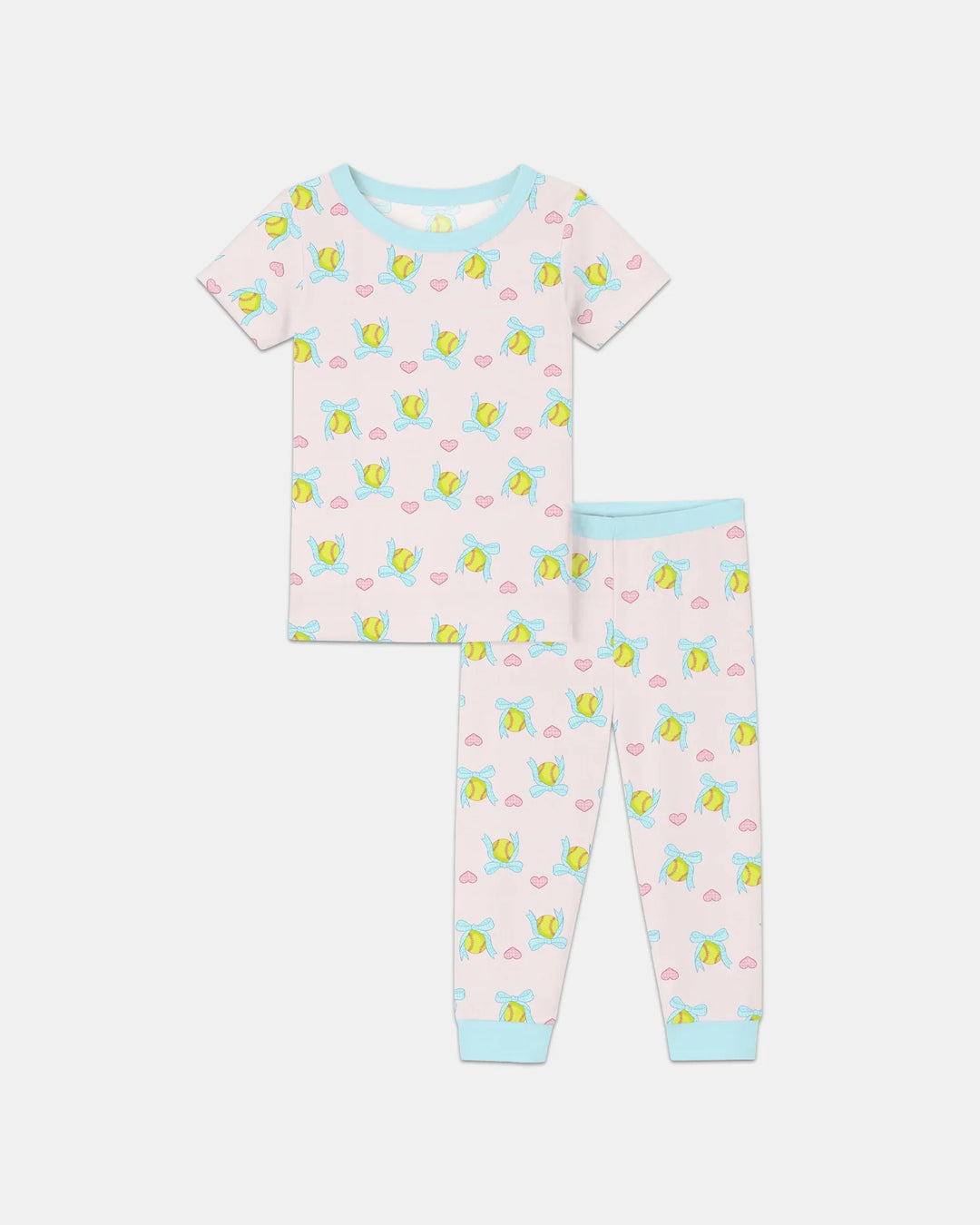Softbal Coquette Bow Two Piece Short Sleeve Pajama Set