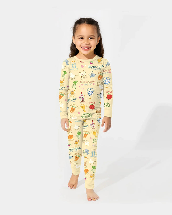 Family Rosh Hashanah Matching Bamboo Two Piece Long Sleeve Pajama Set