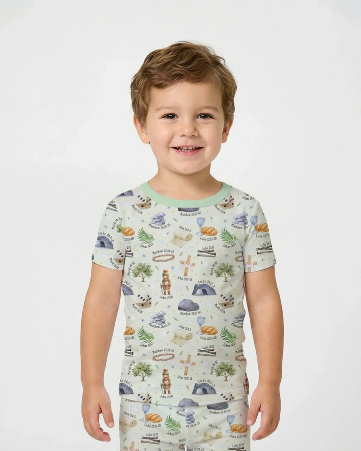 He Is Risen Family Matching Bamboo Two Piece Short Sleeve Pajama Set