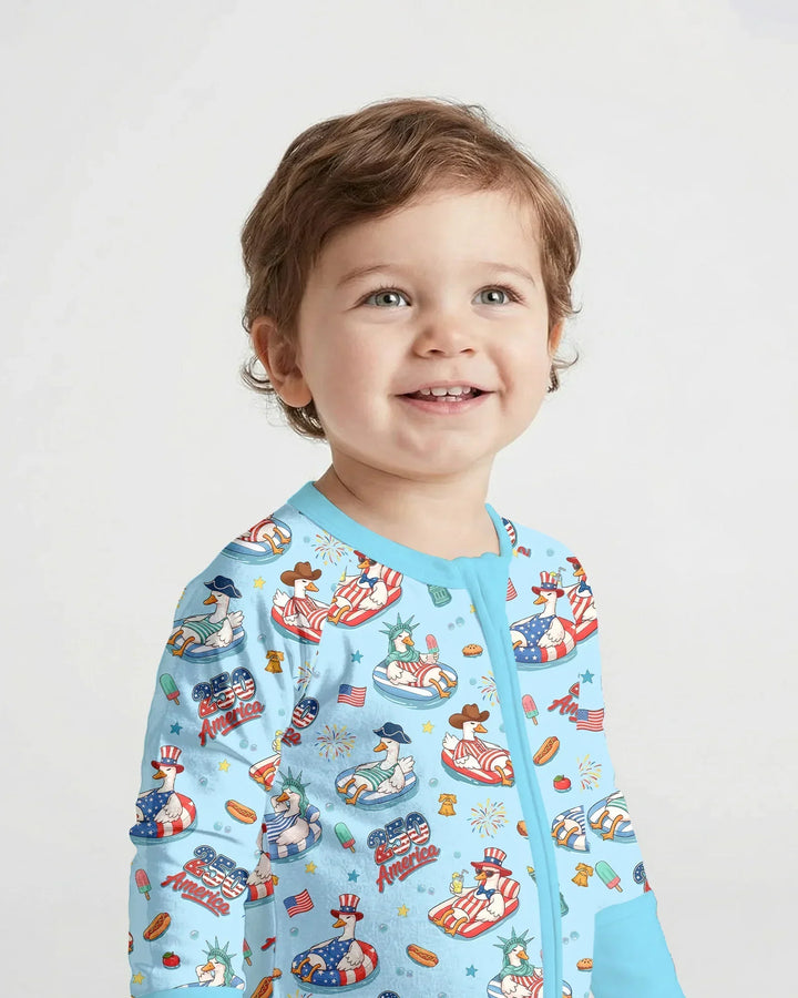 250 America Patriotic Goose Family Matching Bamboo Convertible Zippy