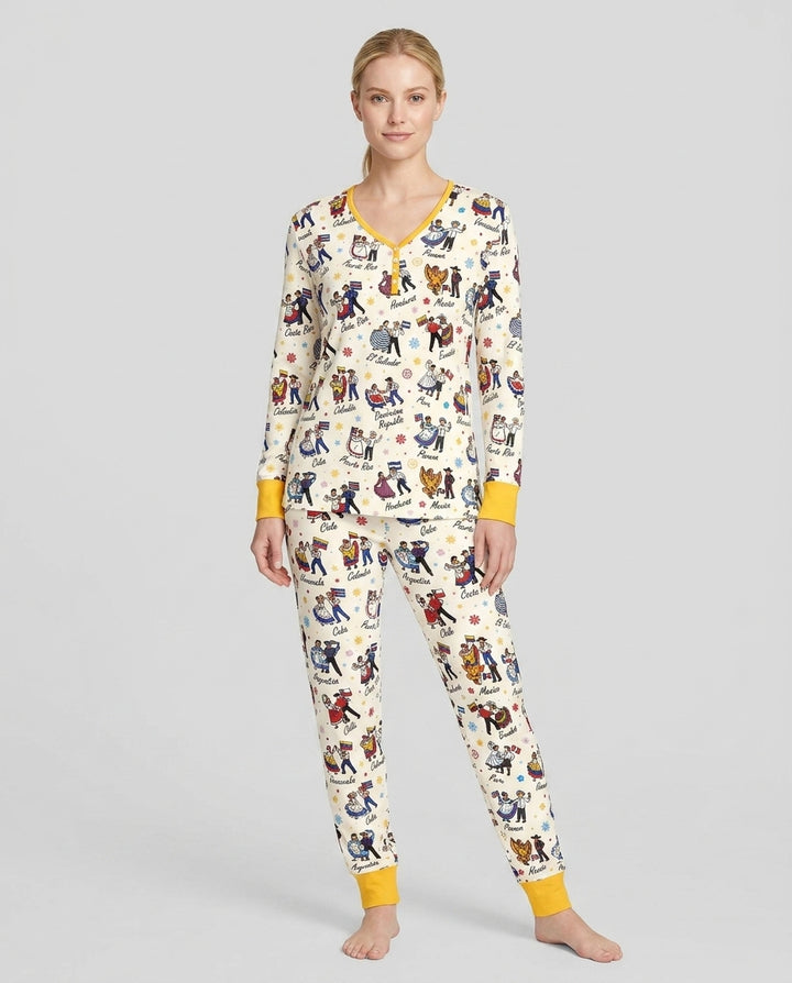 Hispanic Traditional Folkloric Dress Bamboo Women Pajama Set