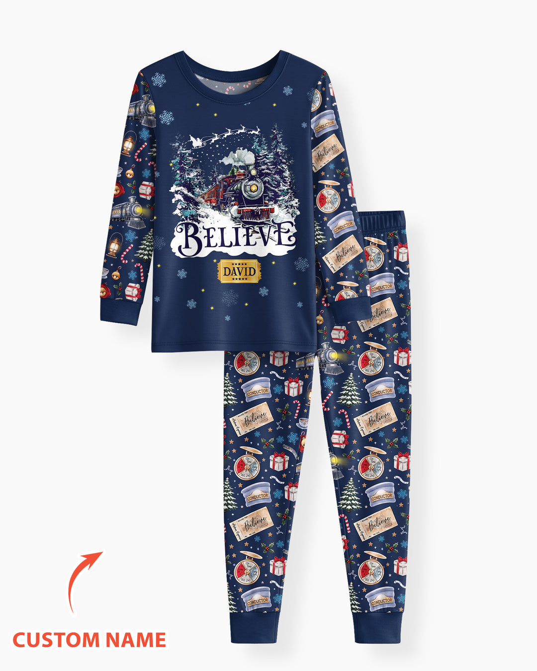 Believe Train Bamboo Two Piece Long Sleeve Pajama Set