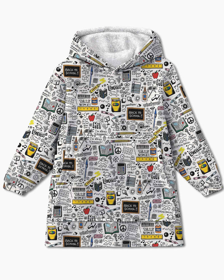 School Days Doodles Bamboo Blanket Hoodie