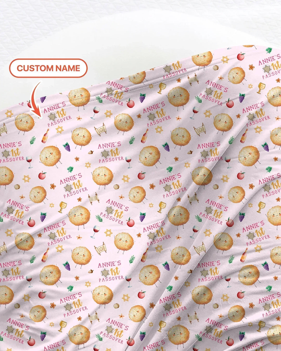 Custom Name 1st Passover swaddle blanket