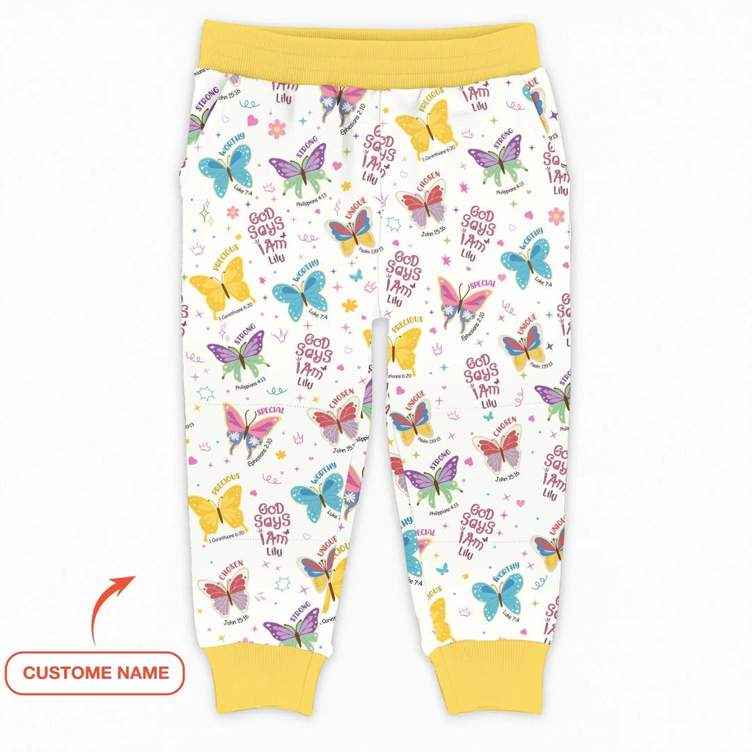 God Says I Am Girl Custom Name Bamboo Jogger