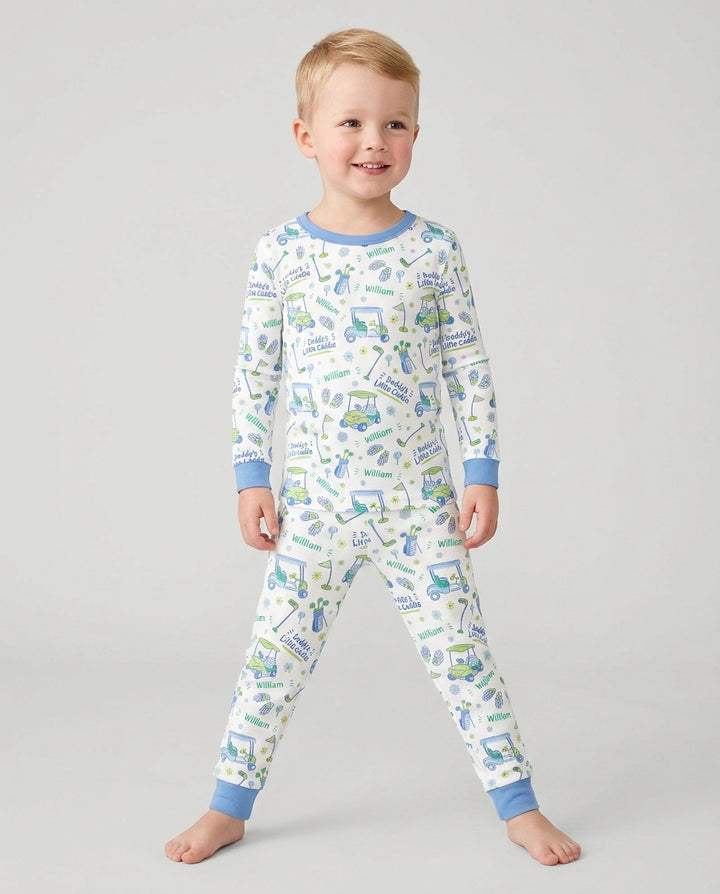Daddy's Little Caddie Custom Name Bamboo Two Piece Long Sleeve Pajama Set