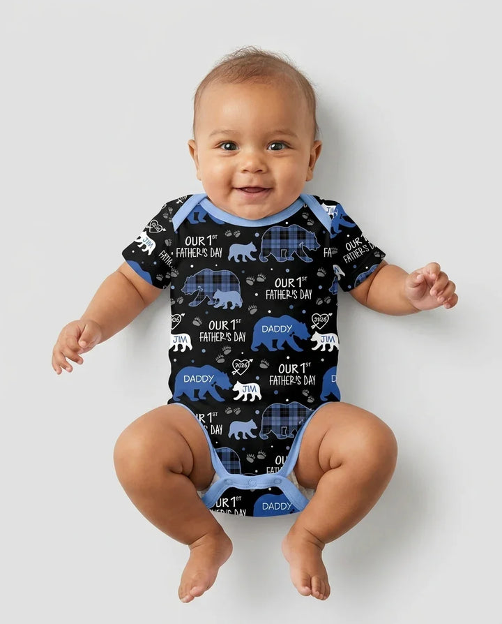Our 1st Father's Day Daddy Bear & Me Matching Bamboo Bodysuit