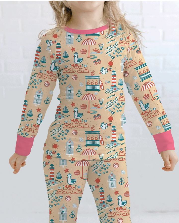 Seaside Storybook Days Bamboo Two Piece Long Sleeve Pajama Set
