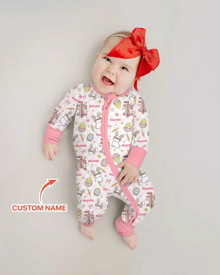 Custom Name Retro Easter Bamboo Convertible Zippy