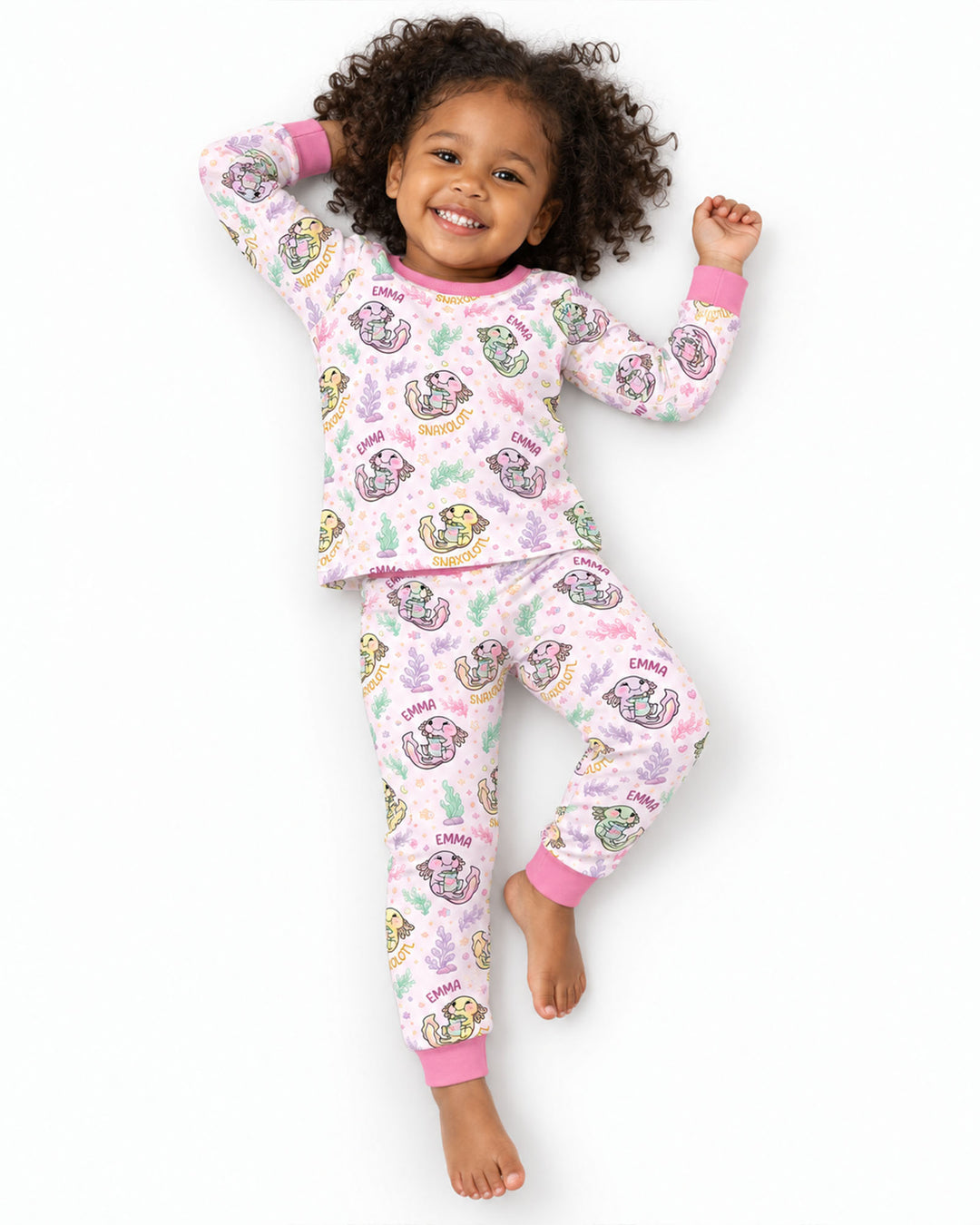 Snaxolotl Custom Name Bamboo Two Piece Long Sleeve Pajama Set