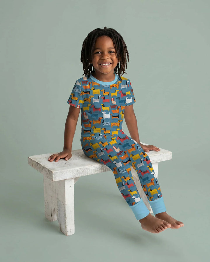 Whimsical Dachshund Bamboo Two Piece Short Sleeve Pajama Set