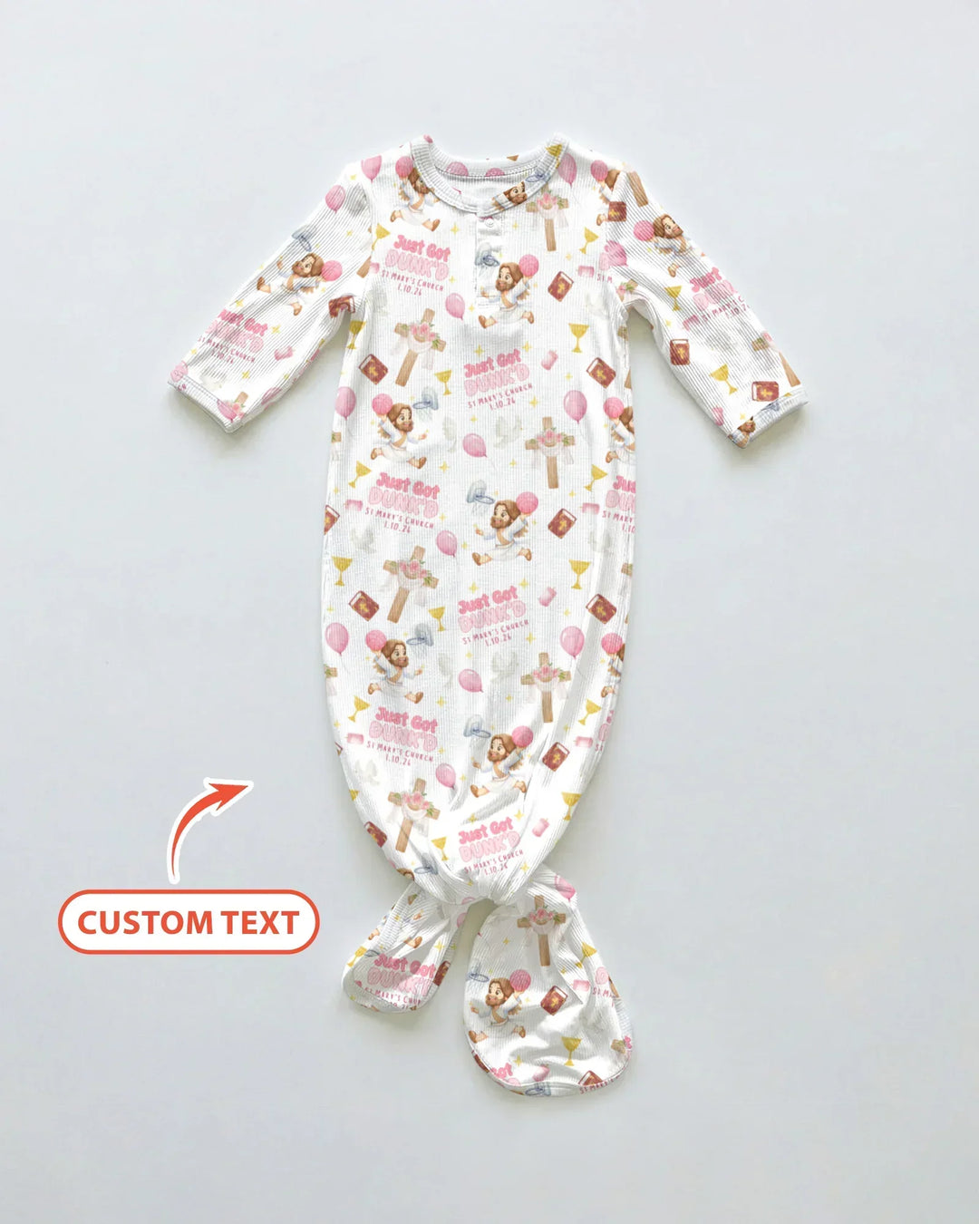 Custom Name Baptism Just Got Dunk'd Bamboo Knot Gown