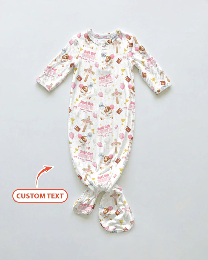 Custom Name Baptism Just Got Dunk'd Bamboo Knot Gown