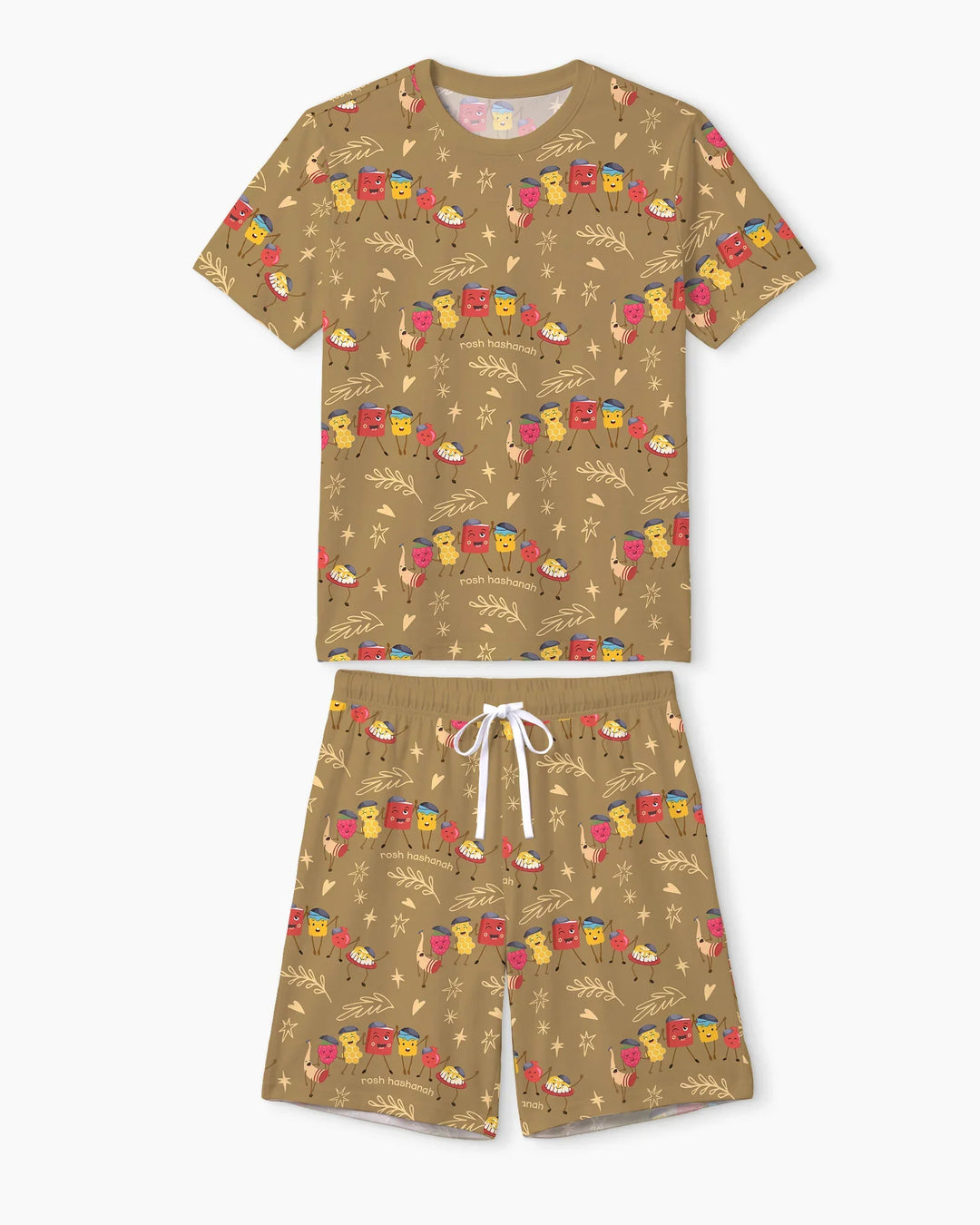 Let's Celebrate Rosh Hashanah Bamboo Men Short Sleeve Short Pajama Set