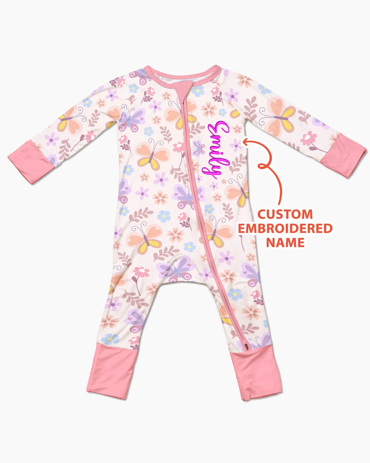 Custom Embroidered Name Butterfly Bamboo Convertible Zippy