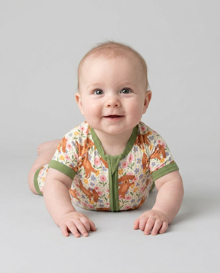 Dachshund Blooms Family Matching Bamboo Shorty Zippy