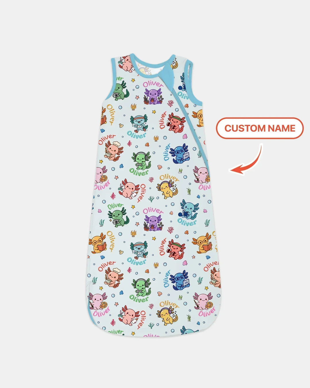 Custom Name Cute Hobby Axolotl Bamboo Sleep Bag