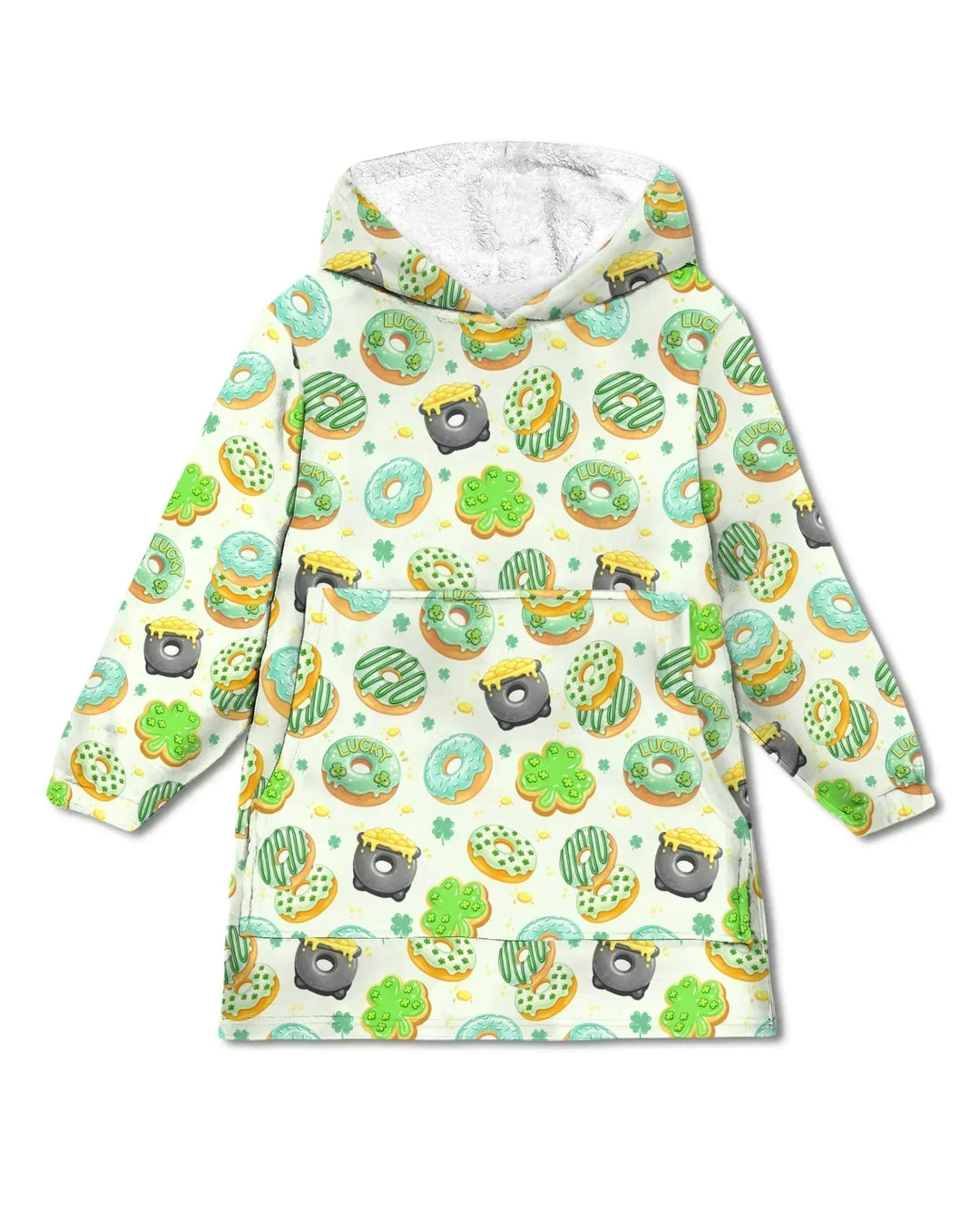 St. Patrick's Day Donut Wearable Bamboo Blanket Hoodie