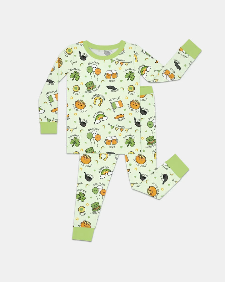 Kawaii St Patrick's Day Bamboo Two Piece Long Sleeve Pajama Set