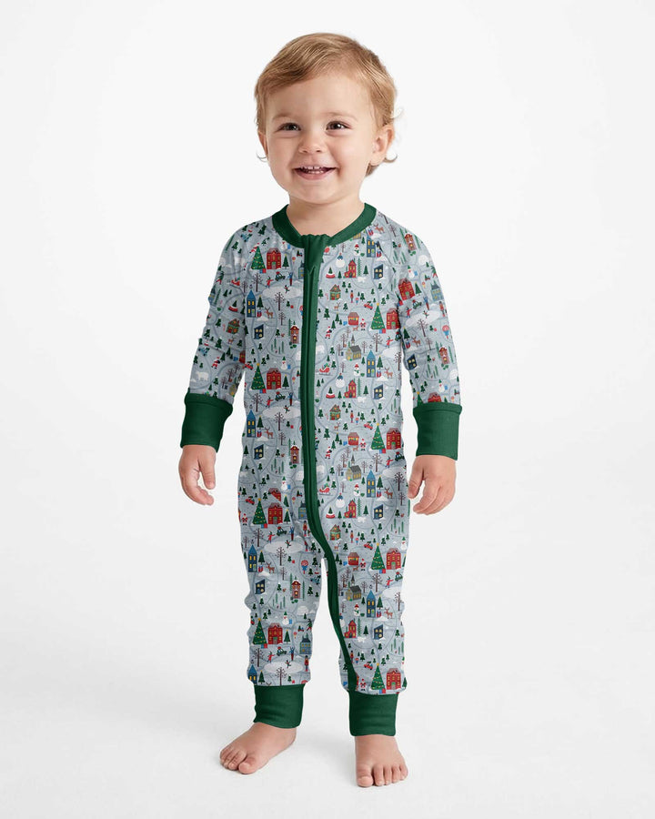 Snowy Christmas Village Map Bamboo Convertible Zippy
