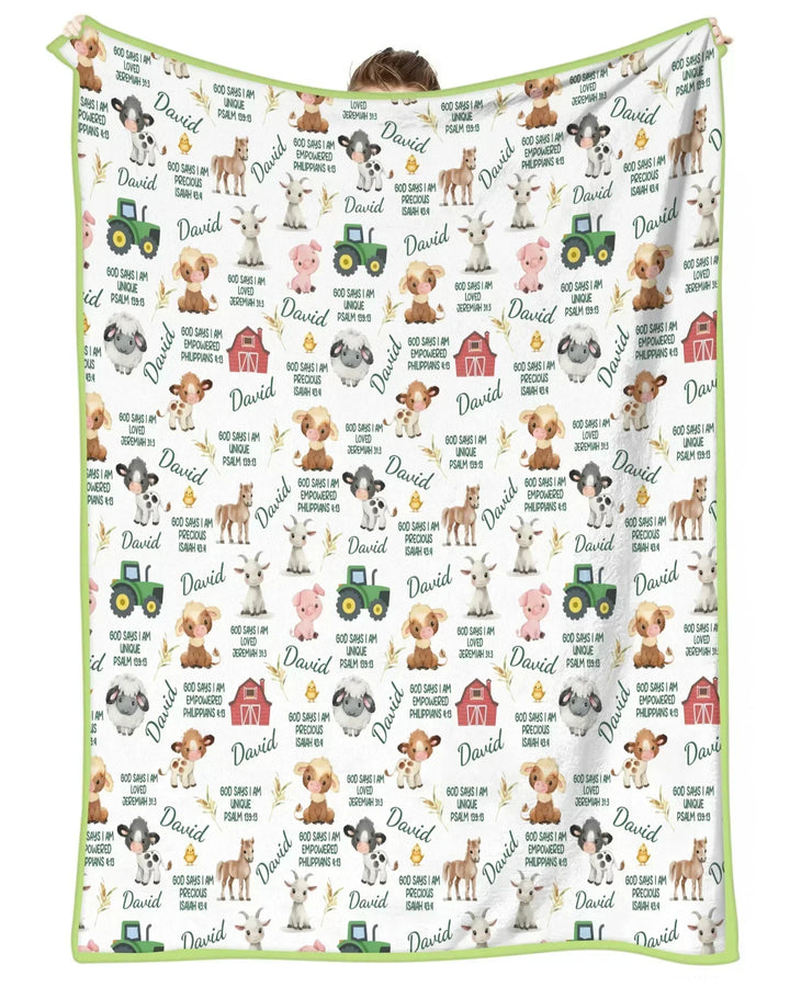 Custom Name God Says I Am Farm Animals Bamboo Blanket