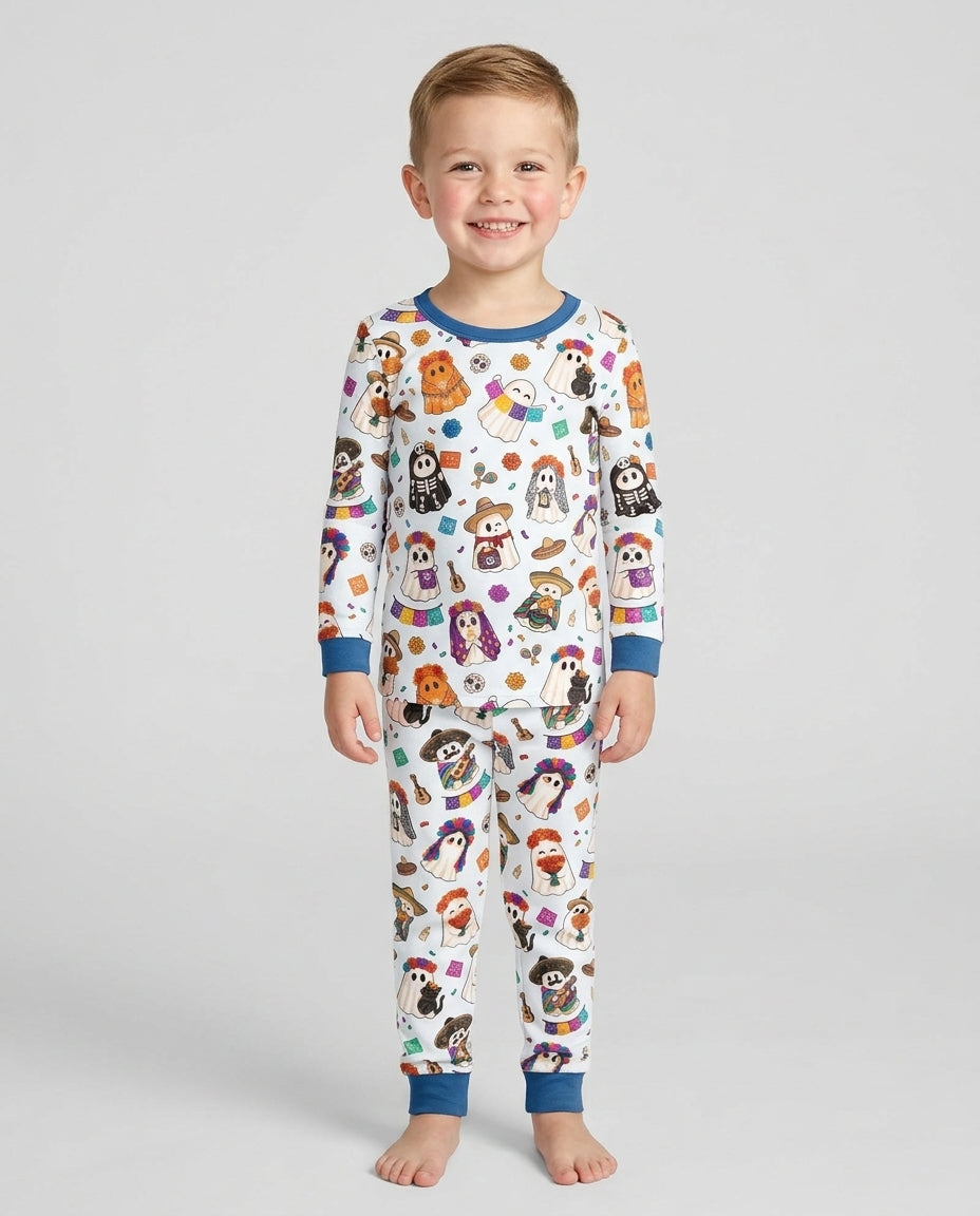 Dia De Los Muertos Mexican Ghost Bamboo Two Piece Long Sleeve Pajama Set