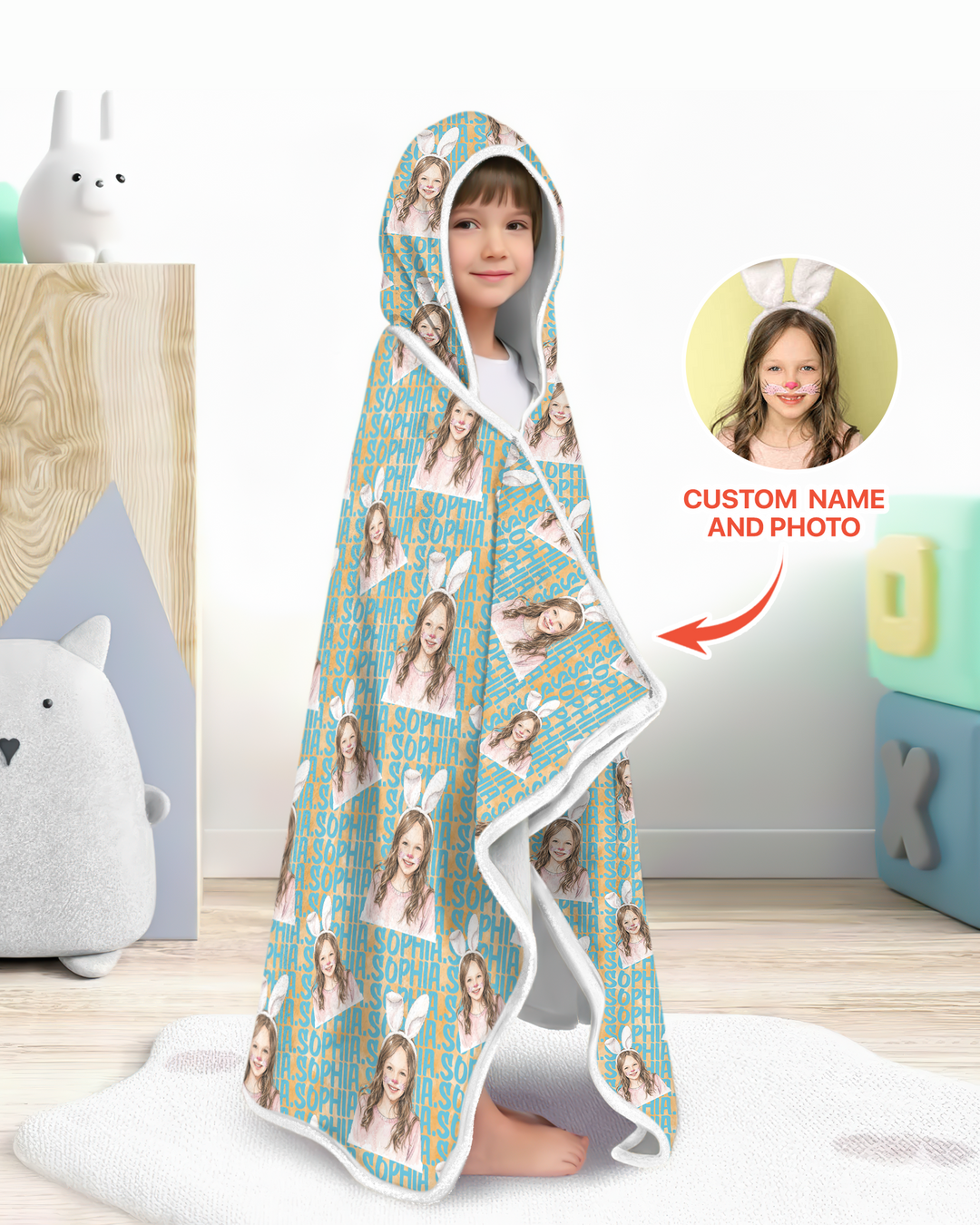 Colorful Kids Name Bamboo Blanket Hoodie