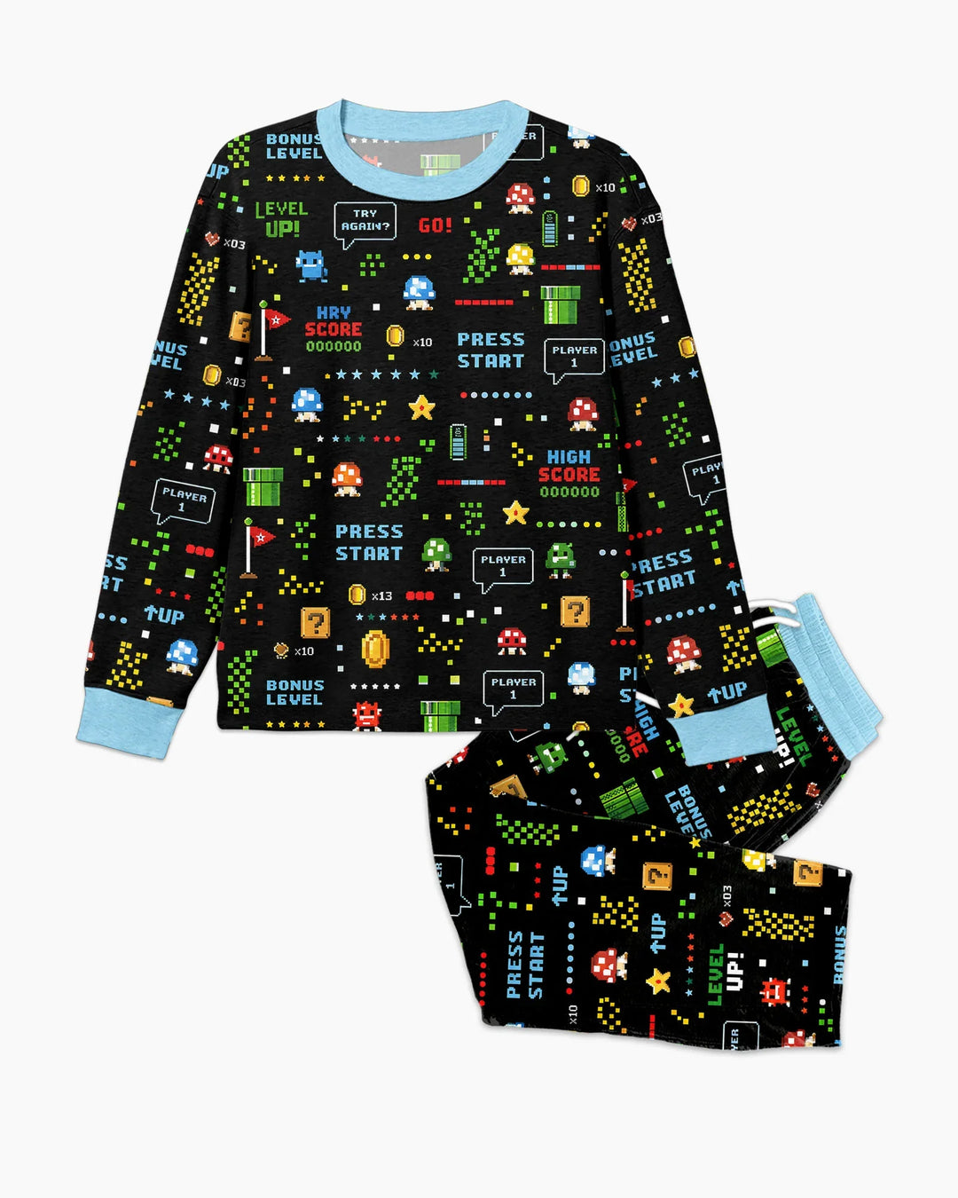 Pixel Game Lover Matching Bamboo Men's Pajama Set