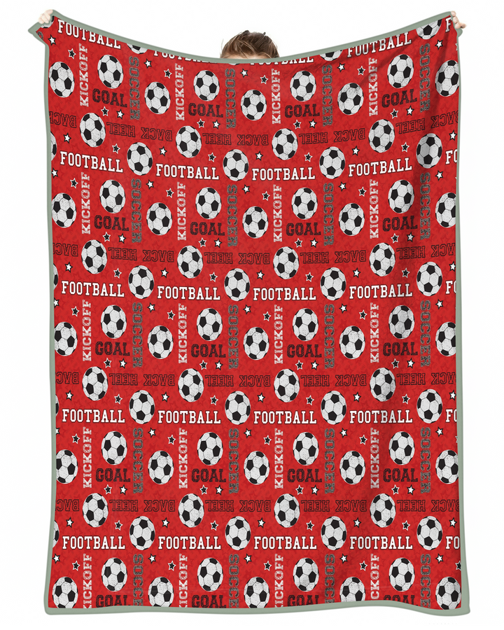 Red Soccer Ball Bamboo Blanket