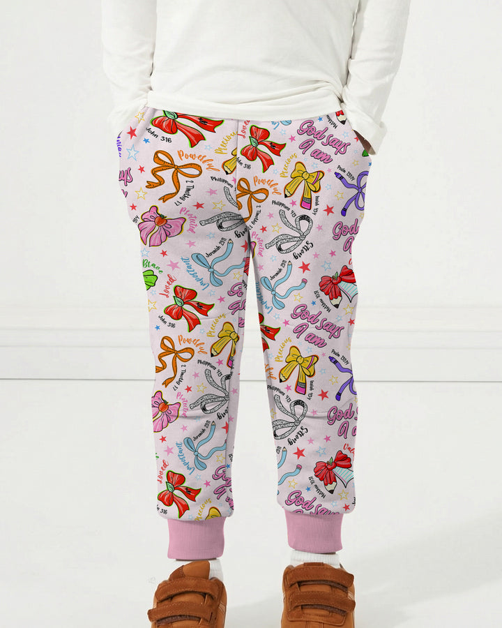 Pencil Bows God Says I Am Bamboo Jogger