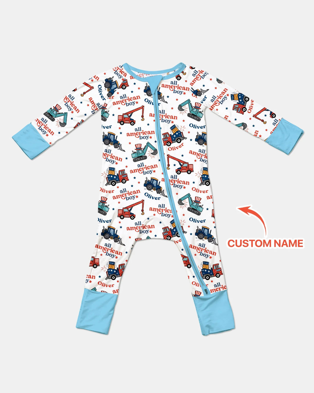 Custom Name All-American Boy Bamboo Convertible Zippy