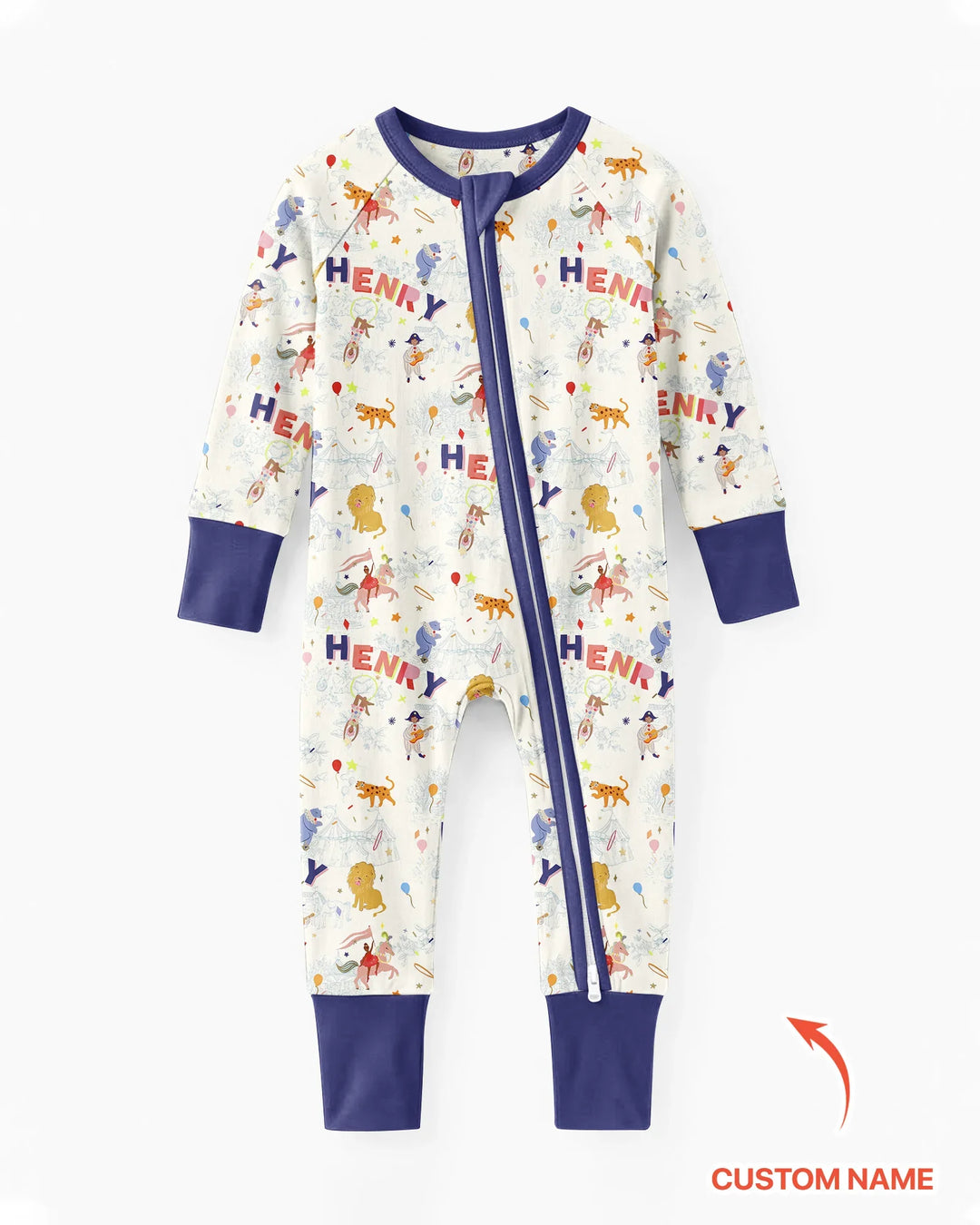 Custom Name Circus Toile Bamboo Convertible Zippy