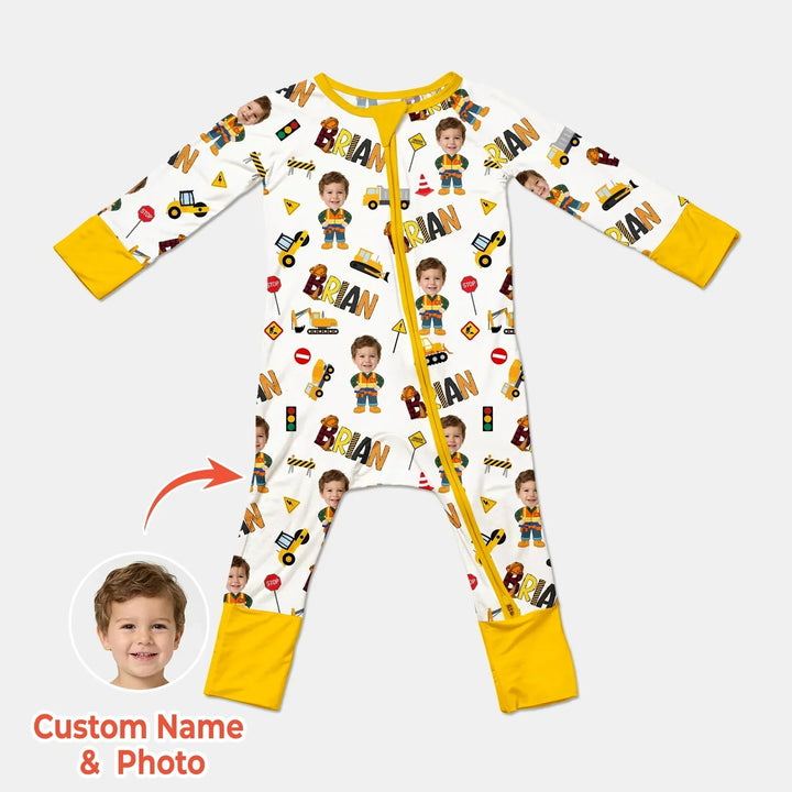 Custom Photo Doodle Little Builder Bamboo Convertible Zippy