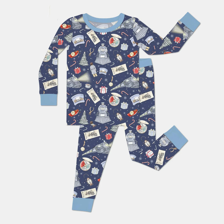 Christmas Train Bamboo Two Piece Long Sleeve Pajama Set