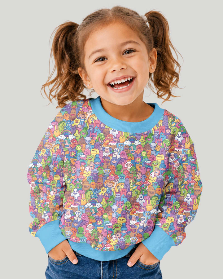 Doodle Characters Pastel Bamboo Crewneck Sweatshirt