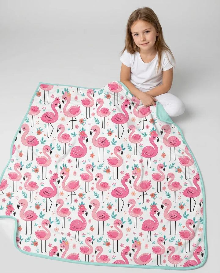 Hello Flamingo Bamboo Blanket
