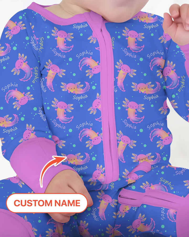 Axolotl Glow Custom Name Bamboo Convertible Zippy