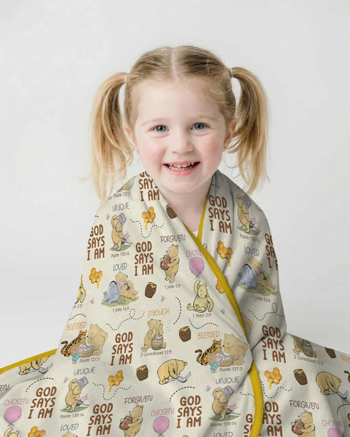 God Says I Am Little Blessings Bamboo Blanket