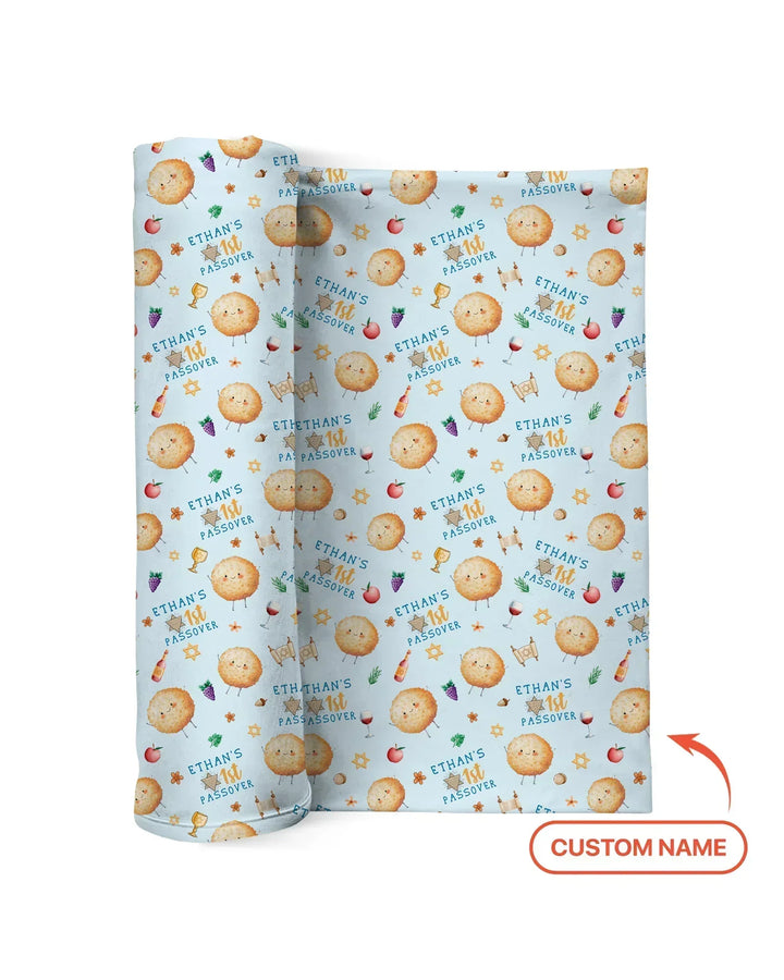 Custom Name 1st Passover swaddle blanket