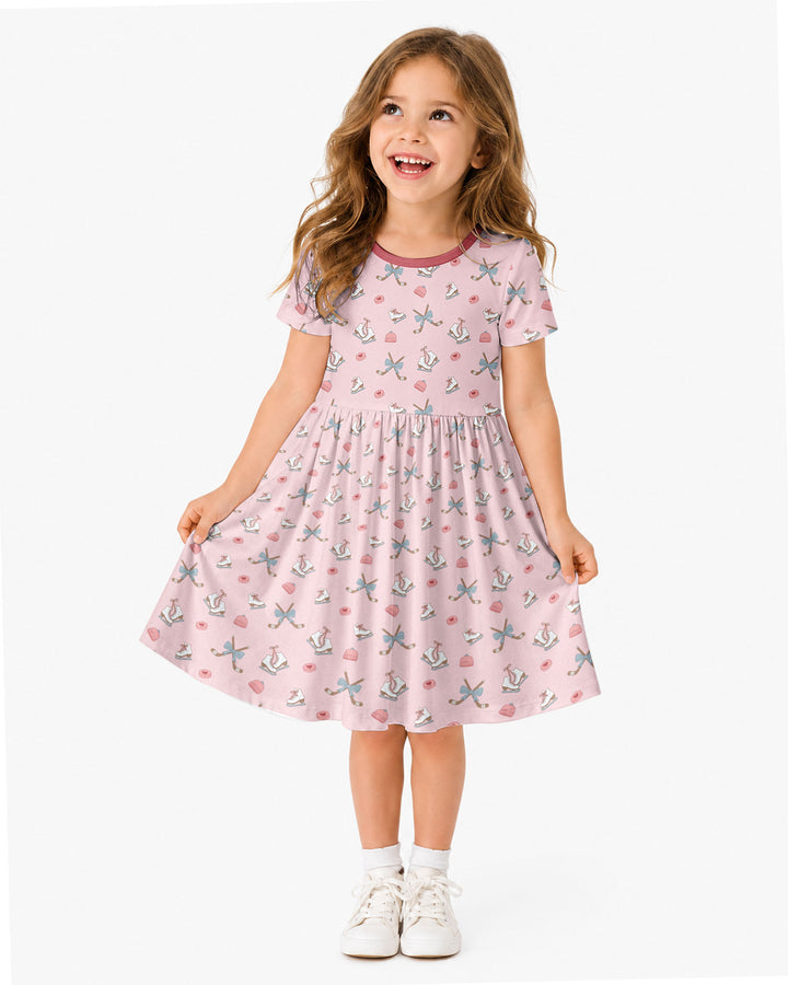 Girly Hockey Pink Bamboo Twirl Dress