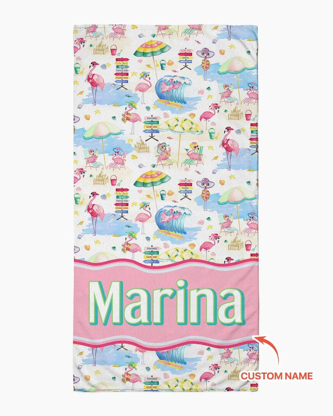 Flamingo Beach Family Matching Bamboo Beach Towel
