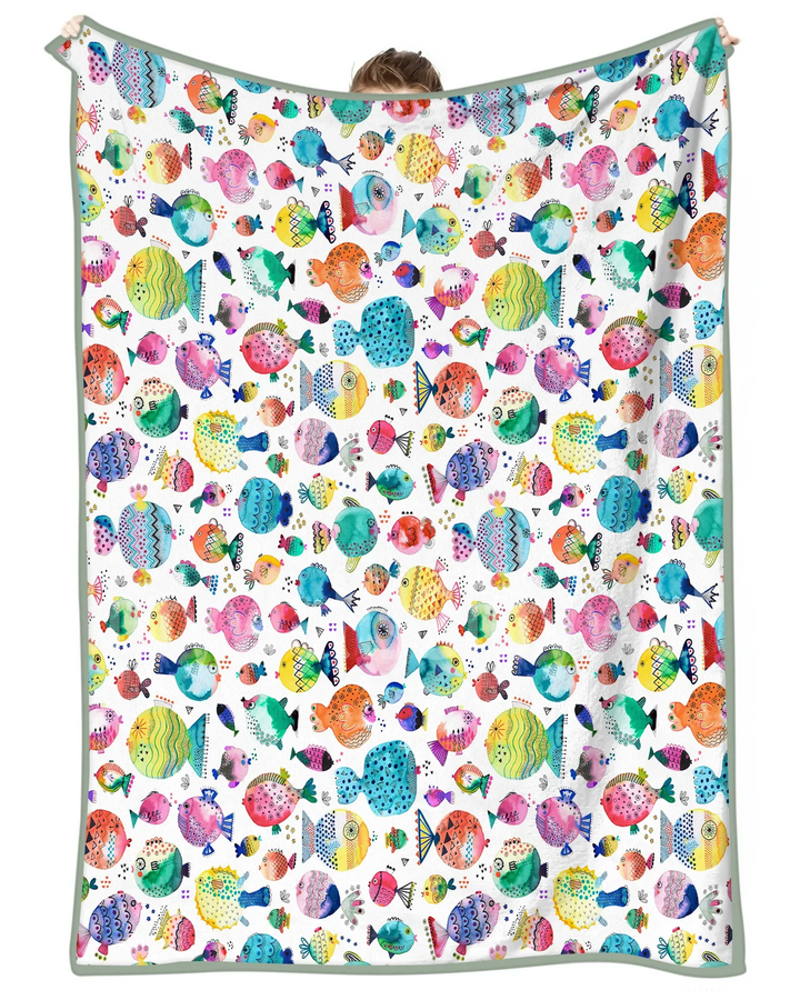 Rainbow Reef Fish Bamboo Blanket