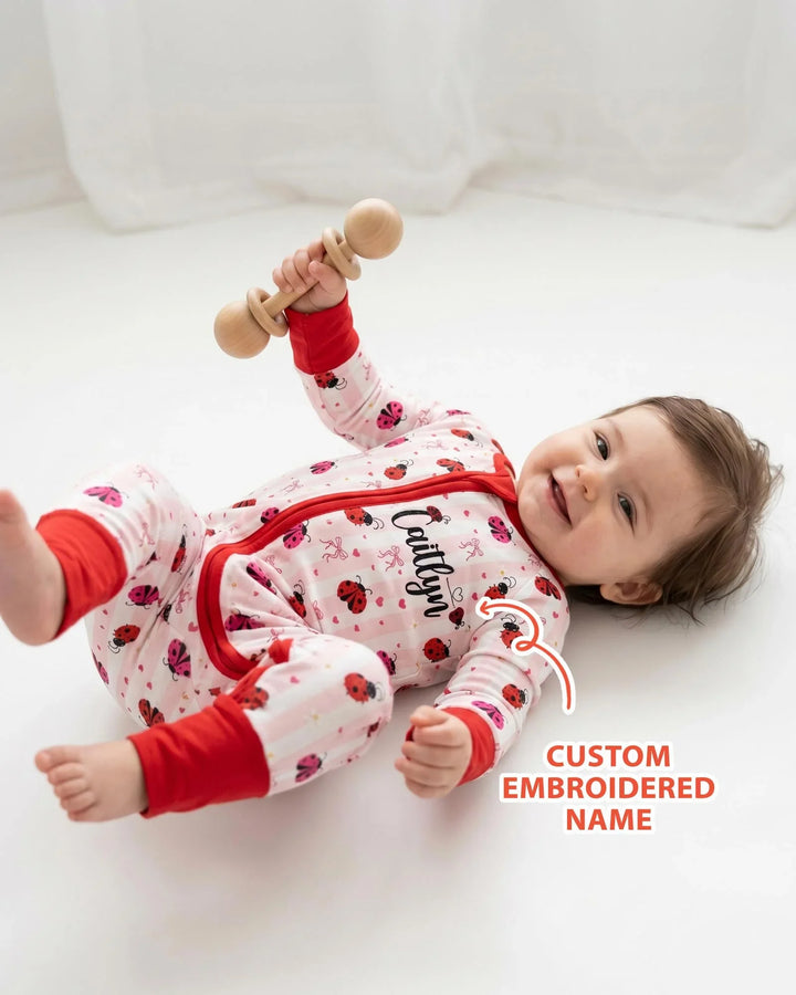 Custom Embroidered Name Ladybug Bamboo Convertible Zippy