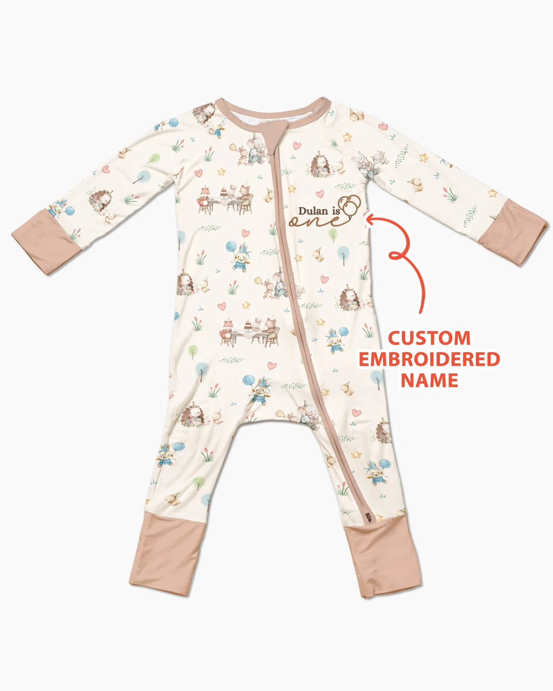 Custom Embroidered Name Birthday Baby Bamboo Convertible Zippy