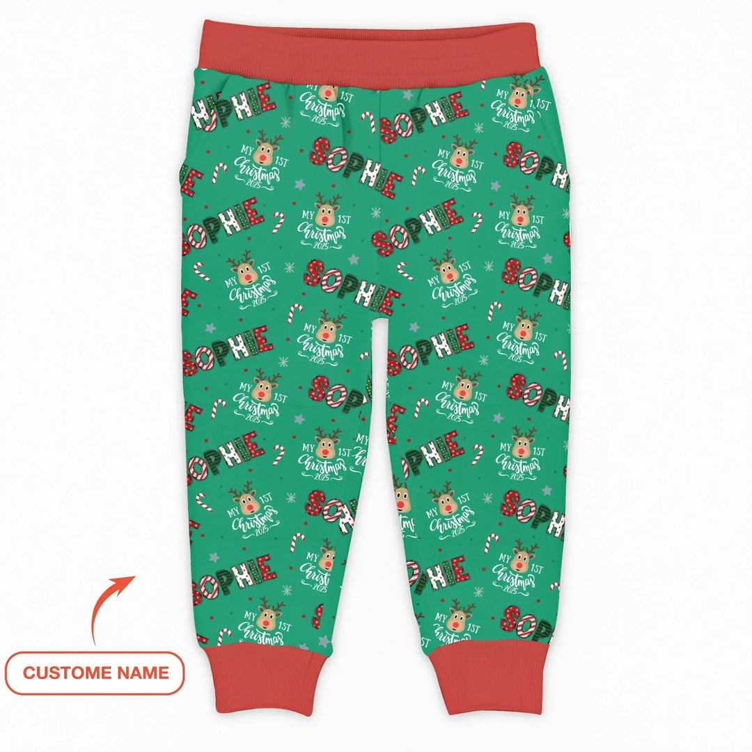 Custom Name "My First Christmas" Bamboo Jogger