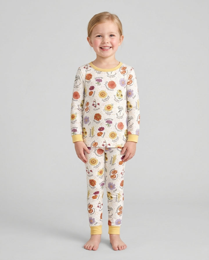 Autumn Blooms of North America Bamboo Two Piece Long Sleeve Pajama Set