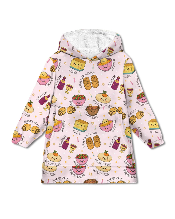 Shabbat Shalom Wearable Bamboo Blanket Hoodie