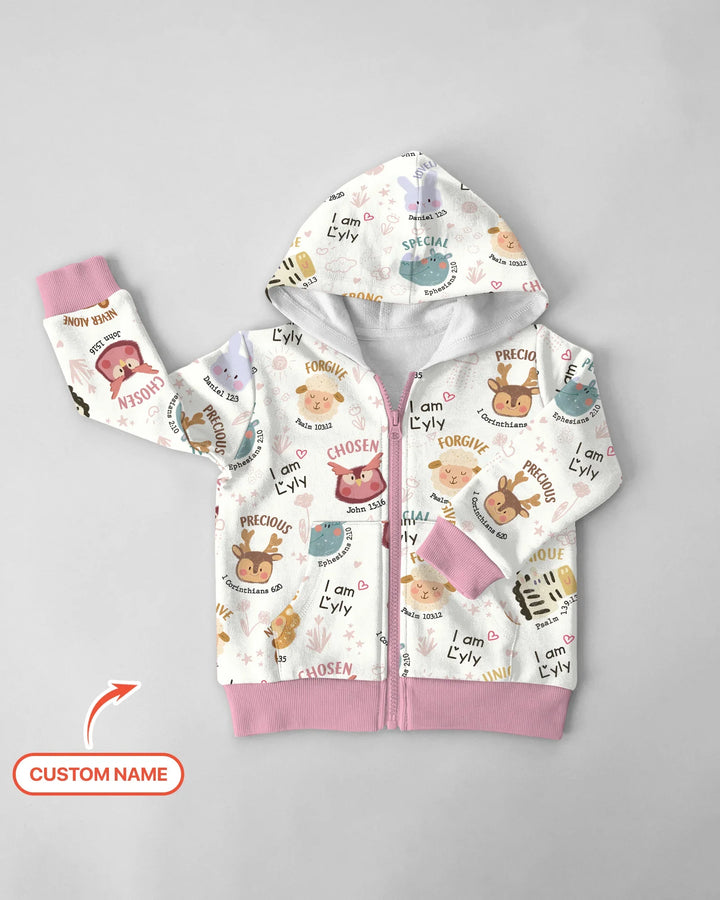 God’s Little Zoo Custom Name Bamboo Zip Hoodie