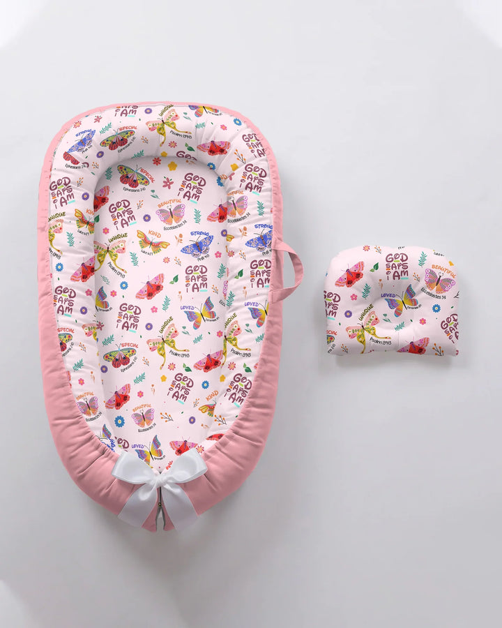 God says I am Butterfly Bamboo Baby Nest Bed