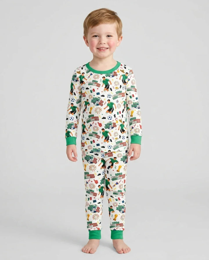 World Soccer Tournament Let's Go Mexico Family Matching Bamboo Two Piece Long Sleeve Pajama Set